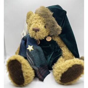 First & Main Teddy Bear Pajamas Sleepy Star Scarf Green Velvet